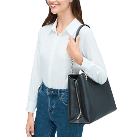 ♠️ kate spade Jordyn Pebbled Leather Large Chain Handle Tote Bag, Blackberry NWT - Picture 7 of 8